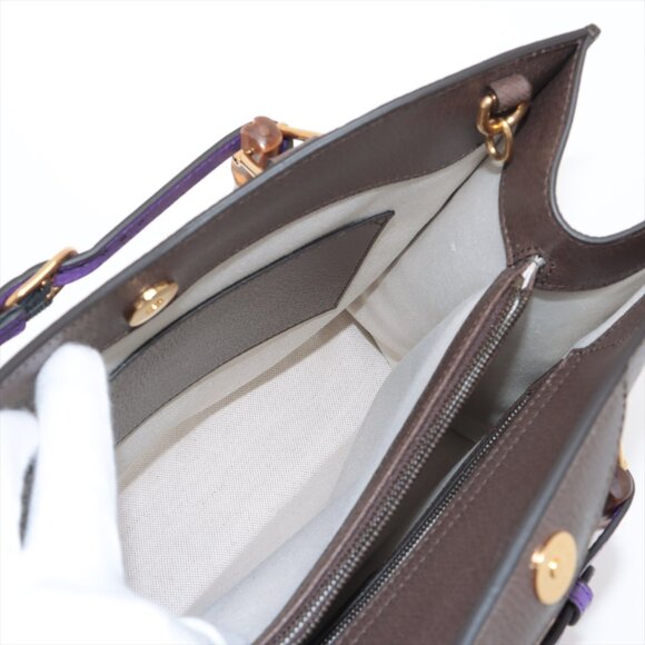 Gucci x Adidas Bamboo Diana Canvas & Leather 2 Way Handbag Beige×Brown 678842 - Picture 10 of 16